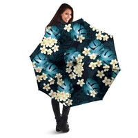 Dark Cyan Tropical Hawaii Umbrella Seamless Monstera Plumeria Hawaiian Pattern - Polynesian Pride