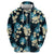 Dark Cyan Tropical Hawaii Zip Hoodie Seamless Monstera Plumeria Hawaiian Pattern - Polynesian Pride