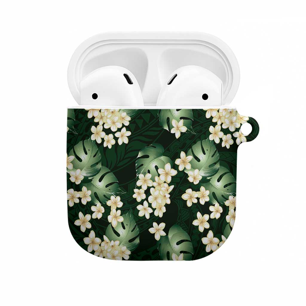 Green Tropical Hawaii AirPods Case Seamless Monstera Plumeria Hawaiian Pattern LT14 Green - Polynesian Pride