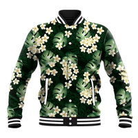 Green Tropical Hawaii Baseball Jacket Seamless Monstera Plumeria Hawaiian Pattern LT14 Unisex Green - Polynesian Pride