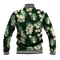Green Tropical Hawaii Baseball Jacket Seamless Monstera Plumeria Hawaiian Pattern LT14 - Polynesian Pride