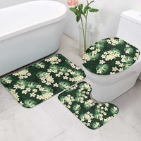 Green Tropical Hawaii Bathroom Set Seamless Monstera Plumeria Hawaiian Pattern - Polynesian Pride