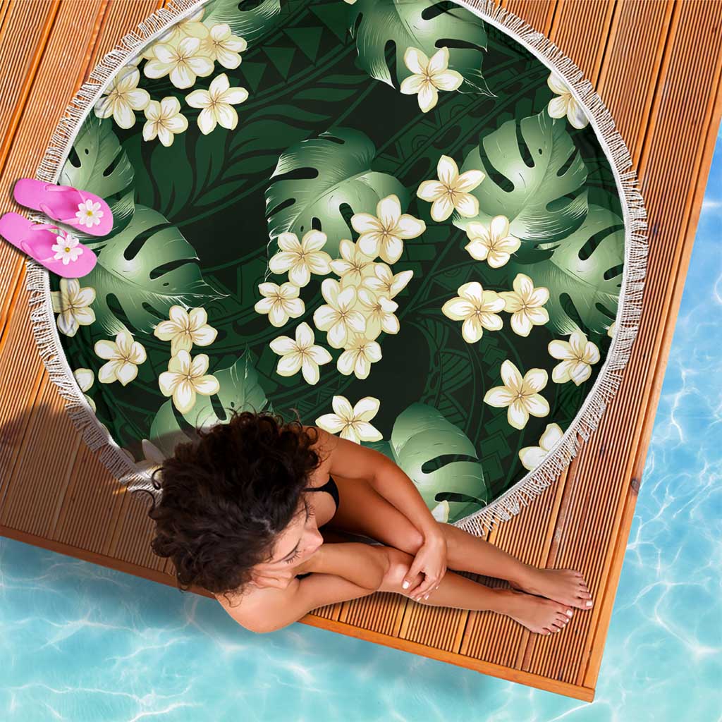Green Tropical Hawaii Beach Blanket Seamless Monstera Plumeria Hawaiian Pattern LT14 - Polynesian Pride