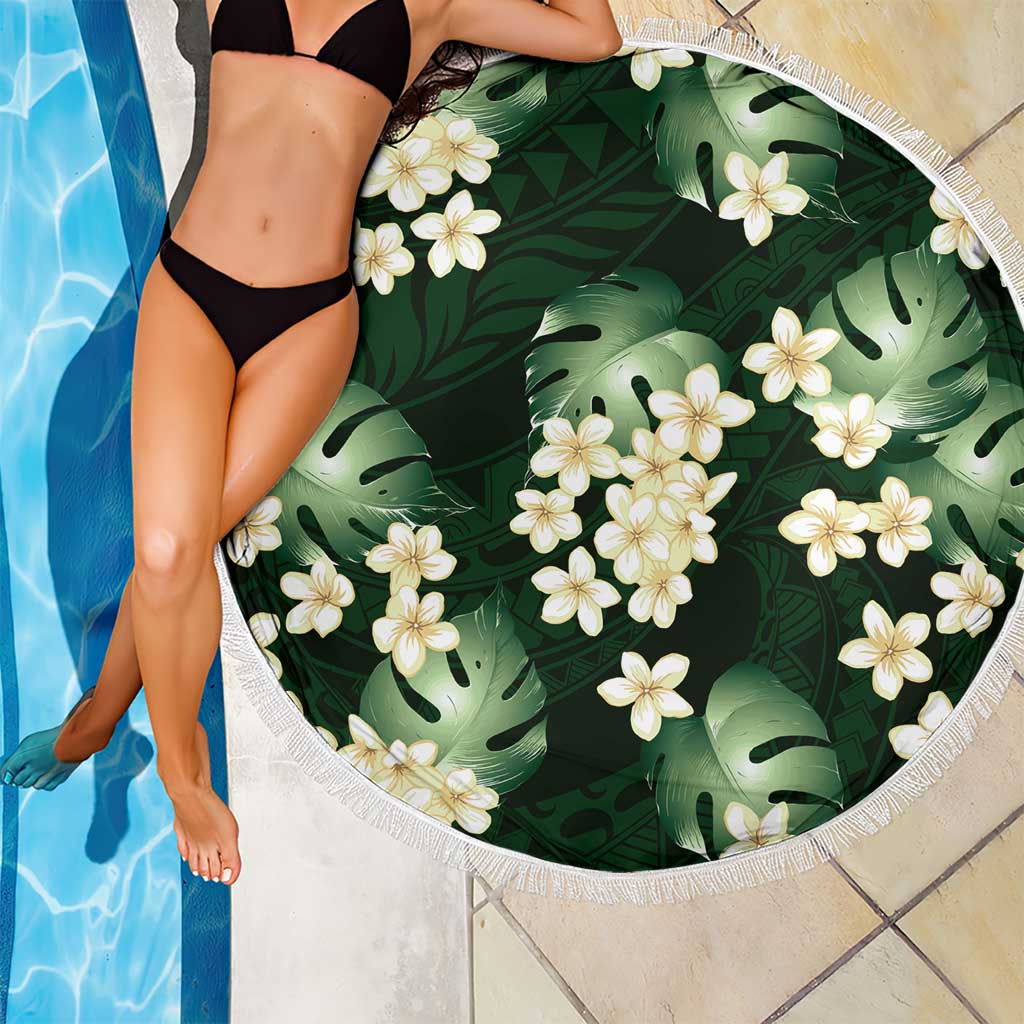 Green Tropical Hawaii Beach Blanket Seamless Monstera Plumeria Hawaiian Pattern LT14 - Polynesian Pride