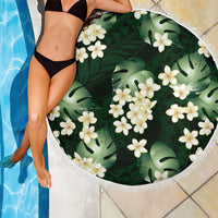 Green Tropical Hawaii Beach Blanket Seamless Monstera Plumeria Hawaiian Pattern LT14 - Polynesian Pride