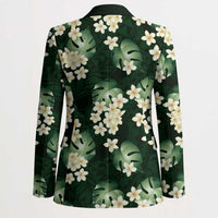 Green Tropical Hawaii Blazer Seamless Monstera Plumeria Hawaiian Pattern LT14 - Polynesian Pride