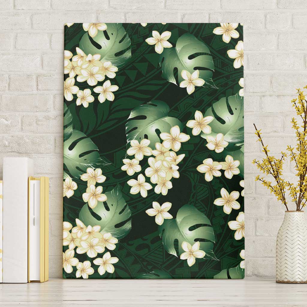 Green Tropical Hawaii Canvas Wall Art Seamless Monstera Plumeria Hawaiian Pattern LT14 Without Frame Green - Polynesian Pride