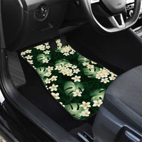Green Tropical Hawaii Car Mats Seamless Monstera Plumeria Hawaiian Pattern - Polynesian Pride