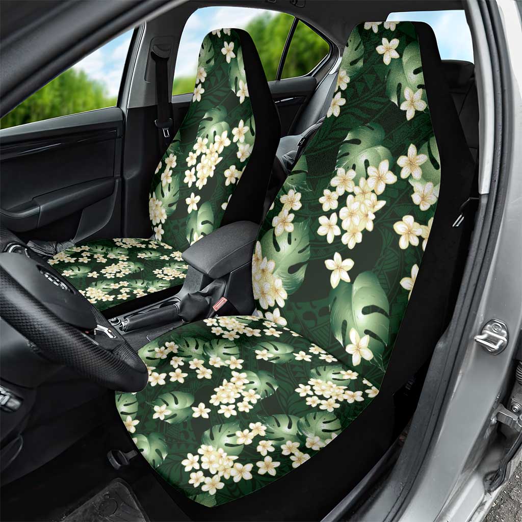 Green Tropical Hawaii Car Seat Cover Seamless Monstera Plumeria Hawaiian Pattern - Polynesian Pride