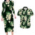 Green Tropical Hawaii Couples Matching Long Sleeve Bodycon Dress and Hawaiian Shirt Seamless Monstera Plumeria Hawaiian Pattern - Polynesian Pride