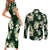 Green Tropical Hawaii Couples Matching Short Sleeve Bodycon Dress and Long Sleeve Button Shirt Seamless Monstera Plumeria Hawaiian Pattern - Polynesian Pride