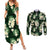 Green Tropical Hawaii Couples Matching Summer Maxi Dress and Long Sleeve Button Shirt Seamless Monstera Plumeria Hawaiian Pattern - Polynesian Pride