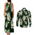 Green Tropical Hawaii Couples Matching Tank Maxi Dress and Long Sleeve Button Shirt Seamless Monstera Plumeria Hawaiian Pattern - Polynesian Pride