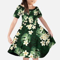 Green Tropical Hawaii Family Matching Mermaid Dress and Hawaiian Shirt Seamless Monstera Plumeria Hawaiian Pattern - Polynesian Pride