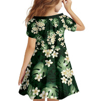 Green Tropical Hawaii Family Matching Mermaid Dress and Hawaiian Shirt Seamless Monstera Plumeria Hawaiian Pattern - Polynesian Pride