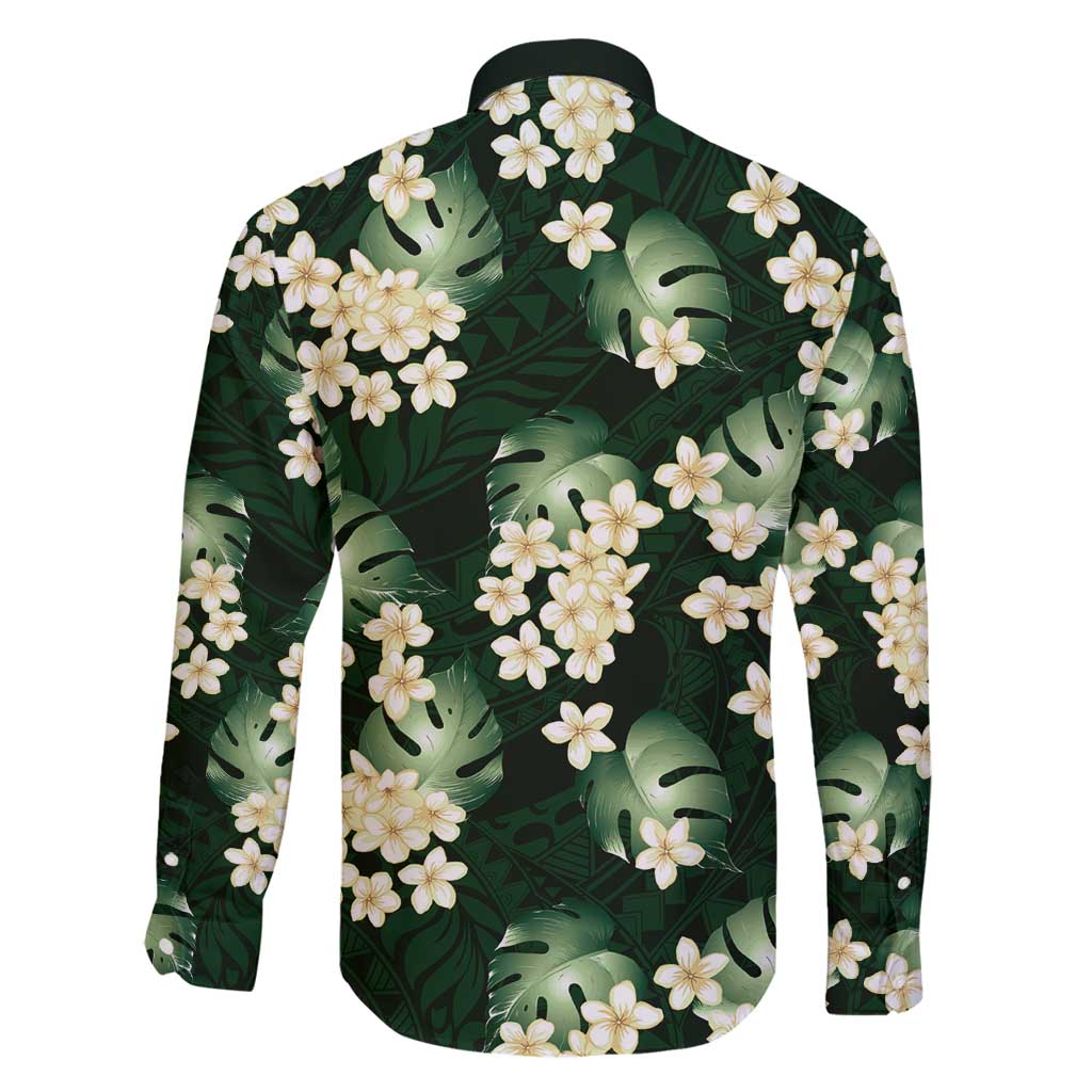 Green Tropical Hawaii Family Matching Mermaid Dress and Hawaiian Shirt Seamless Monstera Plumeria Hawaiian Pattern - Polynesian Pride