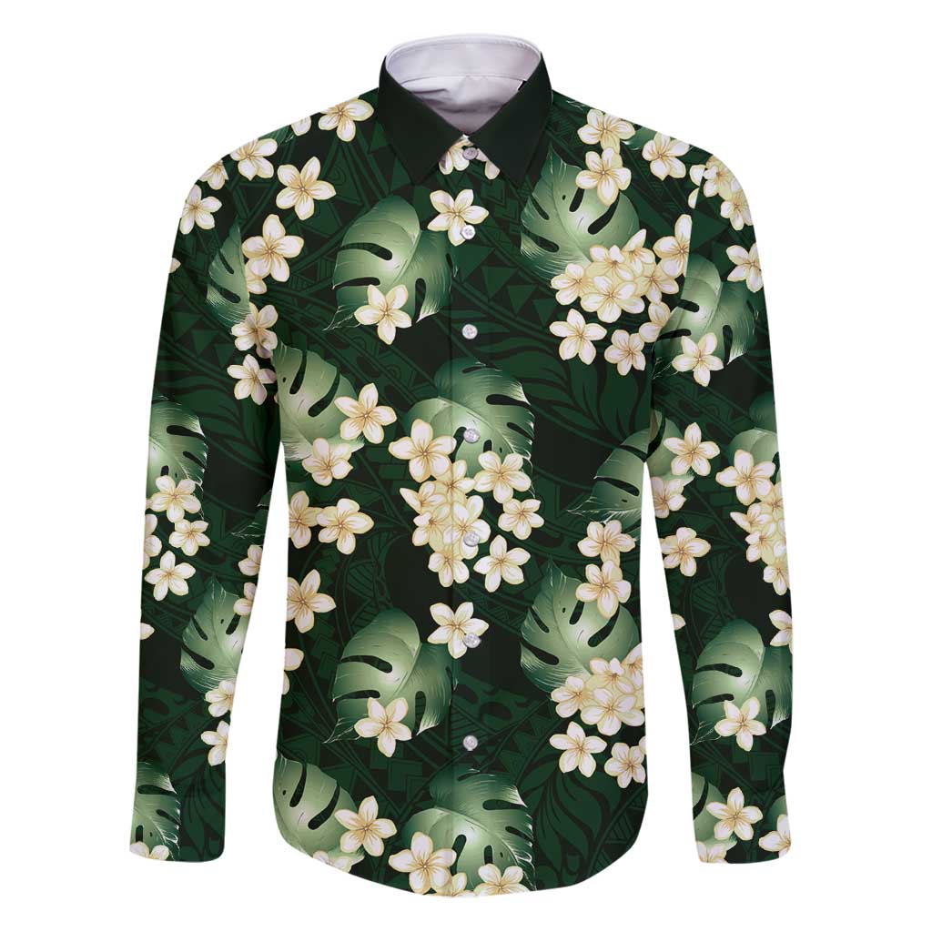 Green Tropical Hawaii Family Matching Puletasi and Hawaiian Shirt Seamless Monstera Plumeria Hawaiian Pattern - Polynesian Pride