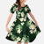 Green Tropical Hawaii Kid Short Sleeve Dress Seamless Monstera Plumeria Hawaiian Pattern - Polynesian Pride
