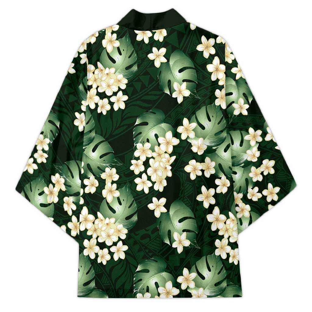 Green Tropical Hawaii Kimono Seamless Monstera Plumeria Hawaiian Pattern - Polynesian Pride