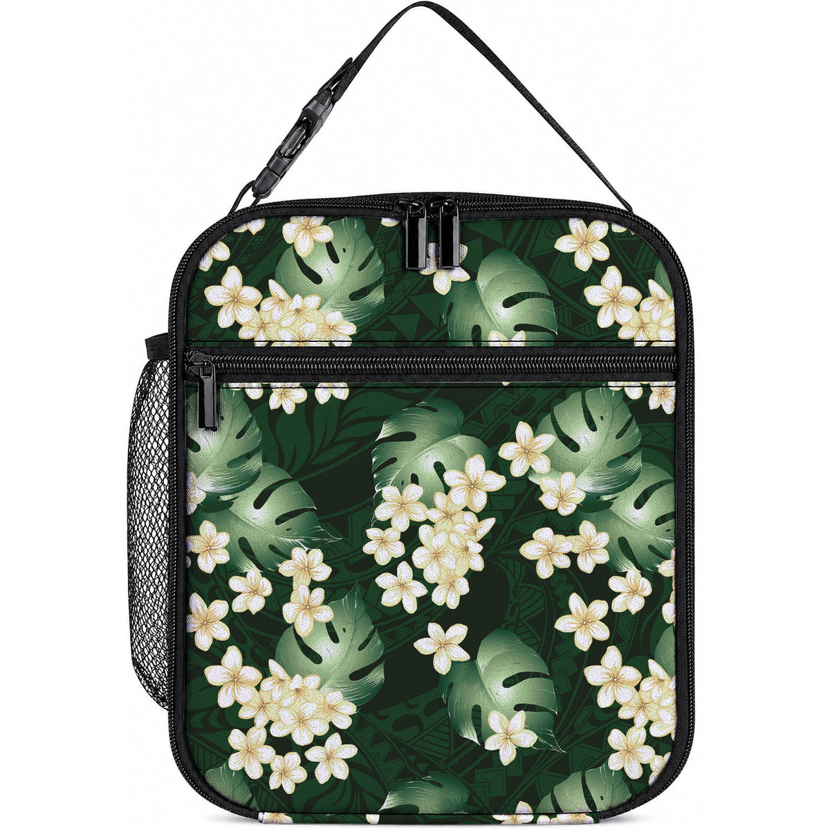 Green Tropical Hawaii Lunch Bag Seamless Monstera Plumeria Hawaiian Pattern LT14 10.2 × 8.3 × 4.3 inch Green - Polynesian Pride