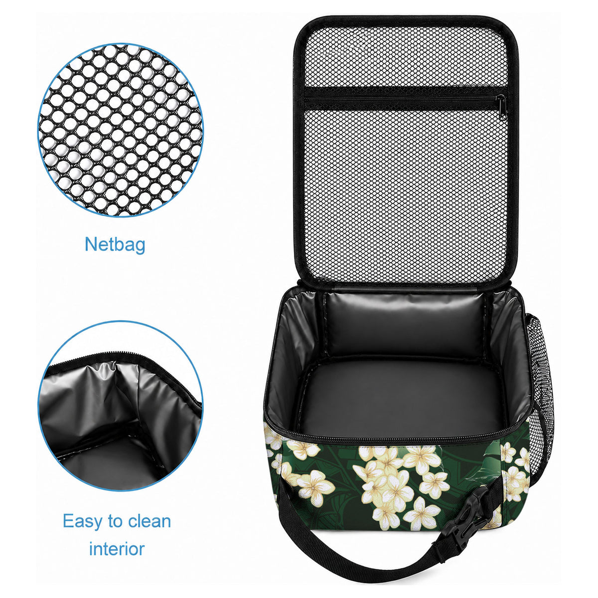 Green Tropical Hawaii Lunch Bag Seamless Monstera Plumeria Hawaiian Pattern LT14 - Polynesian Pride