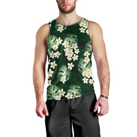 Green Tropical Hawaii Men Tank Top Seamless Monstera Plumeria Hawaiian Pattern - Polynesian Pride