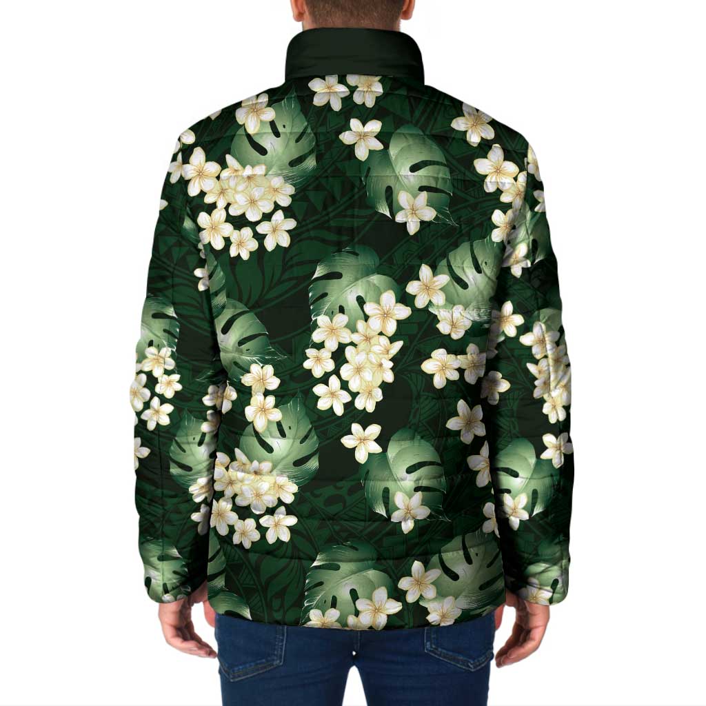 Green Tropical Hawaii Padded Jacket Seamless Monstera Plumeria Hawaiian Pattern LT14 - Polynesian Pride
