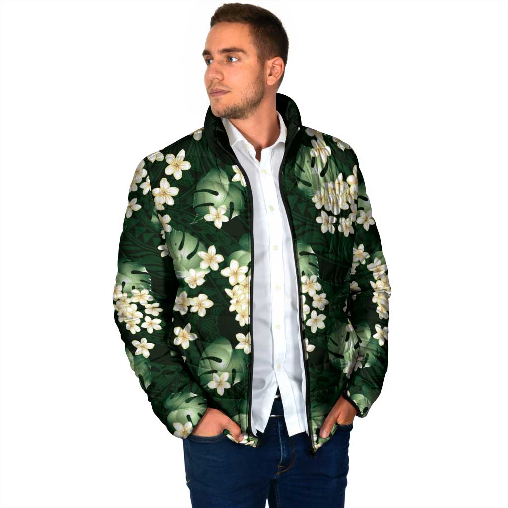 Green Tropical Hawaii Padded Jacket Seamless Monstera Plumeria Hawaiian Pattern LT14 - Polynesian Pride