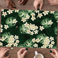 Green Tropical Hawaii Puzzle Seamless Monstera Plumeria Hawaiian Pattern LT14 - Polynesian Pride