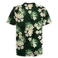 Green Tropical Hawaii Rugby Jersey Seamless Monstera Plumeria Hawaiian Pattern LT14 - Polynesian Pride