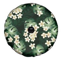 Green Tropical Hawaii Spare Tire Cover Seamless Monstera Plumeria Hawaiian Pattern - Polynesian Pride
