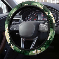 Green Tropical Hawaii Steering Wheel Cover Seamless Monstera Plumeria Hawaiian Pattern - Polynesian Pride