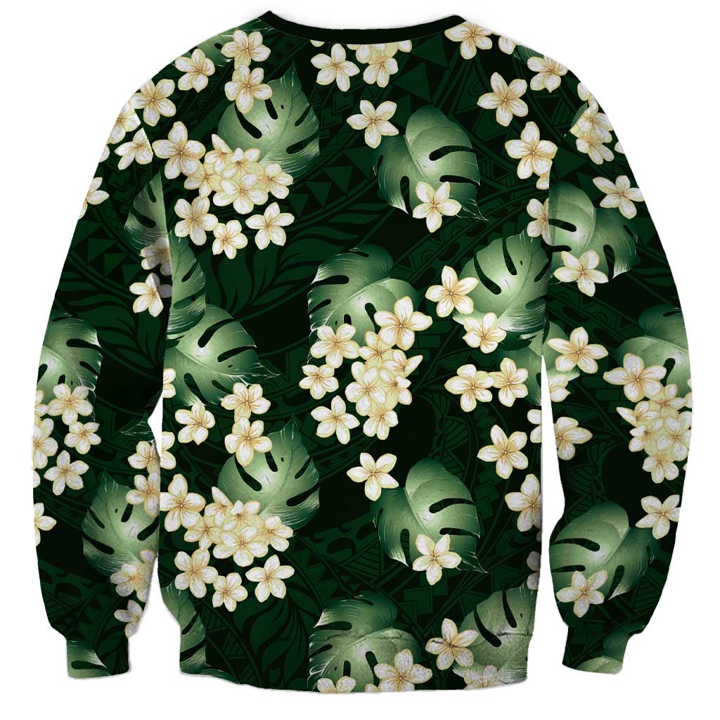 Green Tropical Hawaii Sweatshirt Seamless Monstera Plumeria Hawaiian Pattern LT14 - Polynesian Pride