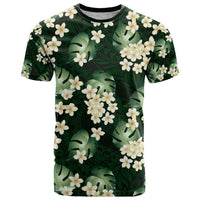 Green Tropical Hawaii T Shirt Seamless Monstera Plumeria Hawaiian Pattern - Polynesian Pride