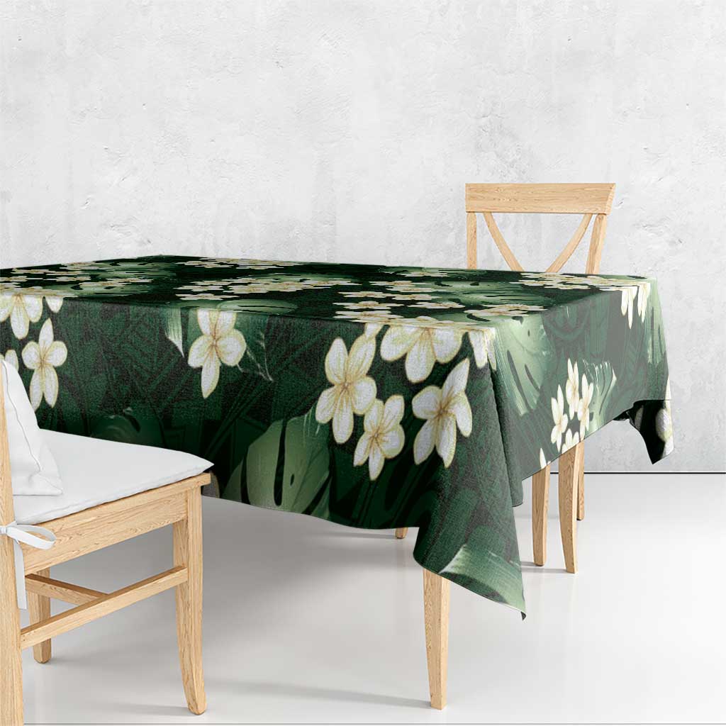 Green Tropical Hawaii Tablecloth Seamless Monstera Plumeria Hawaiian Pattern - Polynesian Pride