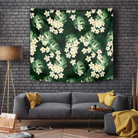 Green Tropical Hawaii Tapestry Seamless Monstera Plumeria Hawaiian Pattern - Polynesian Pride