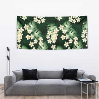 Green Tropical Hawaii Tapestry Seamless Monstera Plumeria Hawaiian Pattern - Polynesian Pride