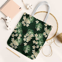 Green Tropical Hawaii Tote Bag Seamless Monstera Plumeria Hawaiian Pattern - Polynesian Pride