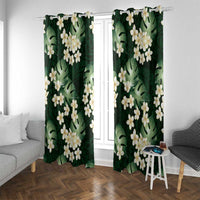 Green Tropical Hawaii Window Curtain Seamless Monstera Plumeria Hawaiian Pattern - Polynesian Pride