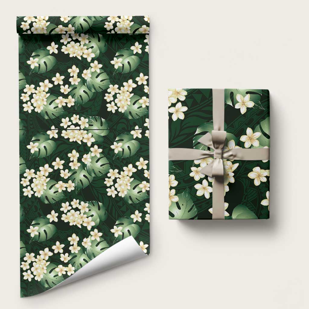 Green Tropical Hawaii Wrapping Paper Seamless Monstera Plumeria Hawaiian Pattern LT14 58" × 23" Green - Polynesian Pride