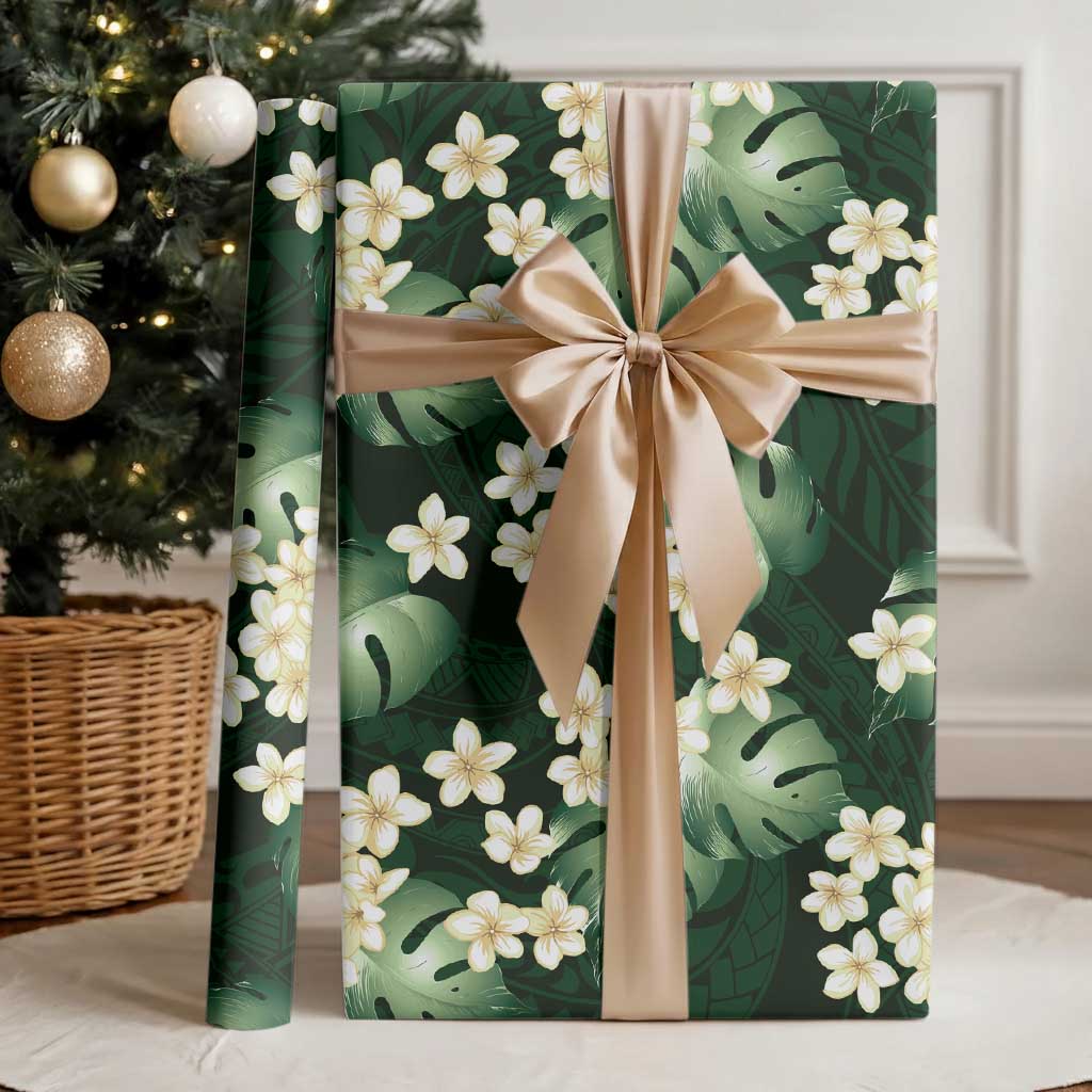 Green Tropical Hawaii Wrapping Paper Seamless Monstera Plumeria Hawaiian Pattern LT14 - Polynesian Pride