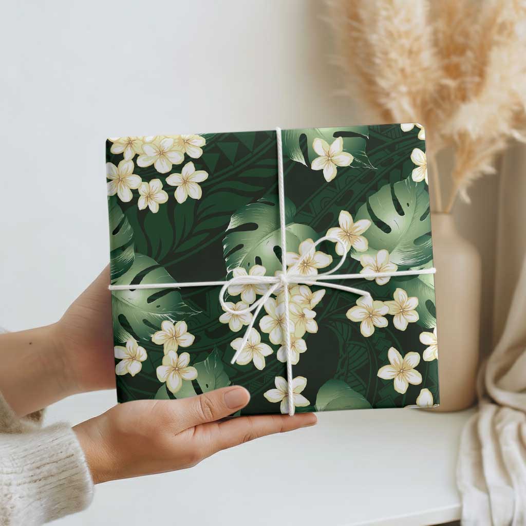 Green Tropical Hawaii Wrapping Paper Seamless Monstera Plumeria Hawaiian Pattern LT14 - Polynesian Pride