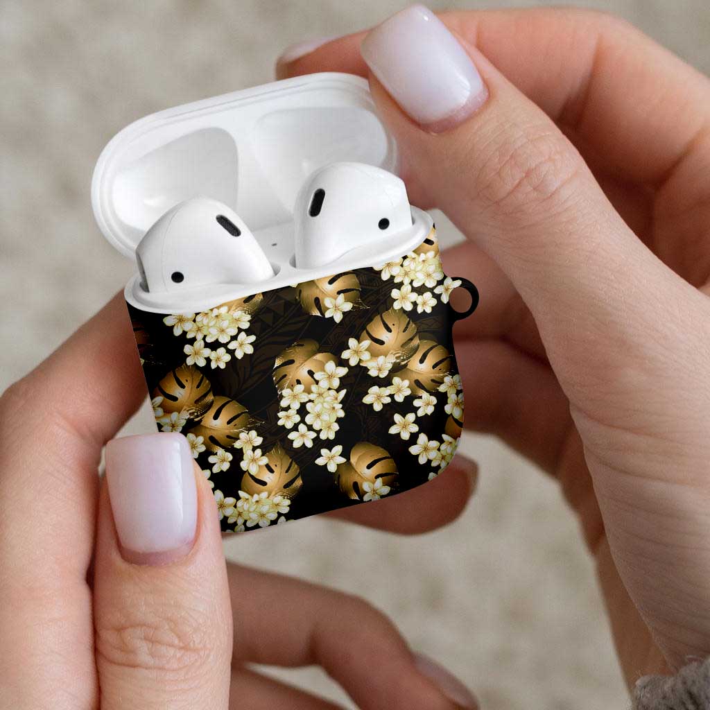 Gold Tropical Hawaii AirPods Case Seamless Monstera Plumeria Hawaiian Pattern LT14 - Polynesian Pride