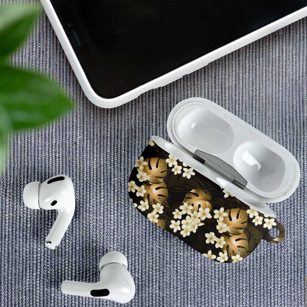 Gold Tropical Hawaii AirPods Case Seamless Monstera Plumeria Hawaiian Pattern LT14 - Polynesian Pride