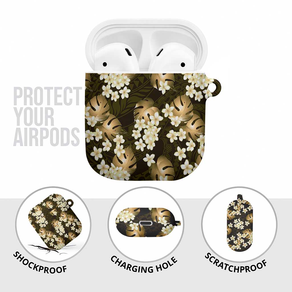 Gold Tropical Hawaii AirPods Case Seamless Monstera Plumeria Hawaiian Pattern LT14 - Polynesian Pride