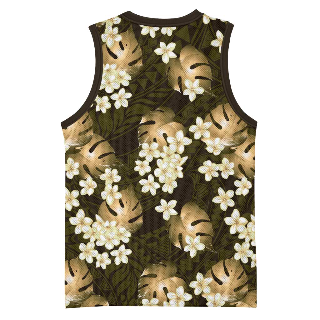Gold Tropical Hawaii Basketball Jersey Seamless Monstera Plumeria Hawaiian Pattern LT14 - Polynesian Pride