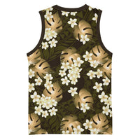 Gold Tropical Hawaii Basketball Jersey Seamless Monstera Plumeria Hawaiian Pattern LT14 - Polynesian Pride