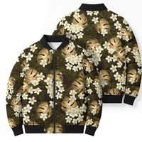 Gold Tropical Hawaii Bomber Puffer Jacket Seamless Monstera Plumeria Hawaiian Pattern LT14 - Polynesian Pride