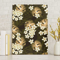Gold Tropical Hawaii Canvas Wall Art Seamless Monstera Plumeria Hawaiian Pattern - Polynesian Pride