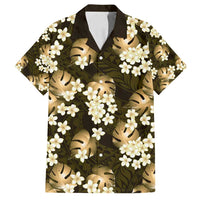 Gold Tropical Hawaii Family Matching Off Shoulder Maxi Dress and Hawaiian Shirt Seamless Monstera Plumeria Hawaiian Pattern - Polynesian Pride